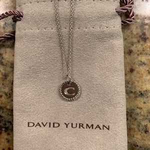 David Yurman Initial Pave Diamond Silver Necklace